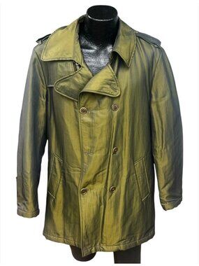 Calvin Klein Iridescent Olive Double Breasted Coat | M